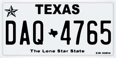 TX license plate DAQ4765