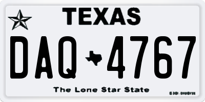 TX license plate DAQ4767