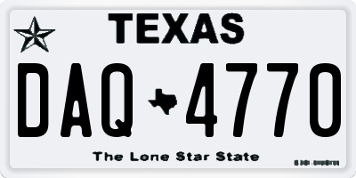 TX license plate DAQ4770