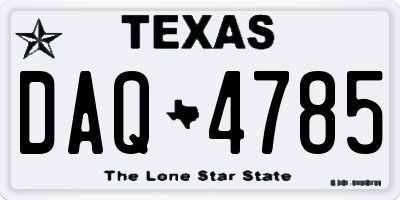 TX license plate DAQ4785