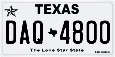 TX license plate DAQ4800