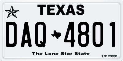 TX license plate DAQ4801