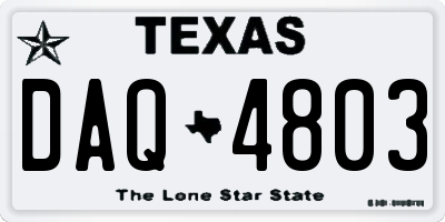 TX license plate DAQ4803