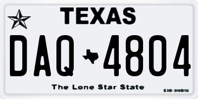 TX license plate DAQ4804