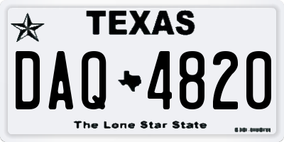 TX license plate DAQ4820