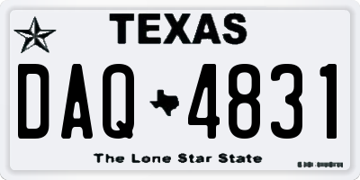 TX license plate DAQ4831