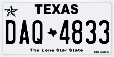 TX license plate DAQ4833