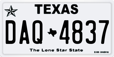TX license plate DAQ4837