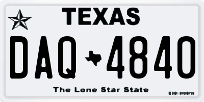TX license plate DAQ4840