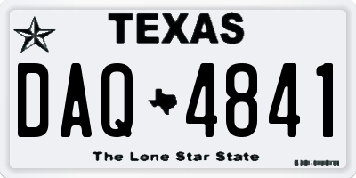 TX license plate DAQ4841