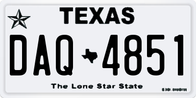 TX license plate DAQ4851