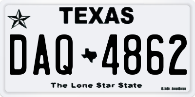 TX license plate DAQ4862