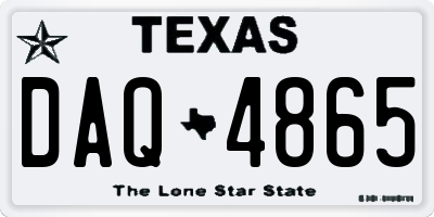TX license plate DAQ4865