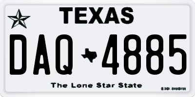 TX license plate DAQ4885