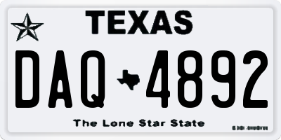 TX license plate DAQ4892
