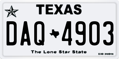 TX license plate DAQ4903