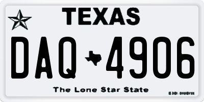 TX license plate DAQ4906
