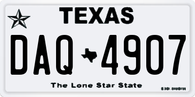 TX license plate DAQ4907