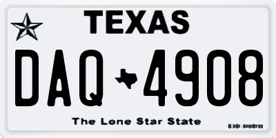 TX license plate DAQ4908