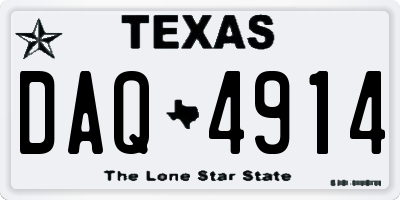 TX license plate DAQ4914