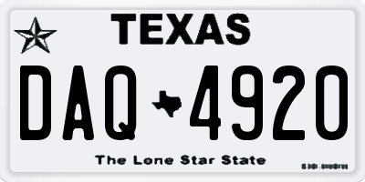 TX license plate DAQ4920