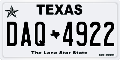 TX license plate DAQ4922