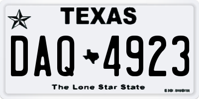 TX license plate DAQ4923