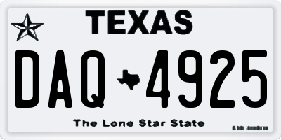 TX license plate DAQ4925