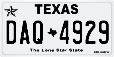 TX license plate DAQ4929
