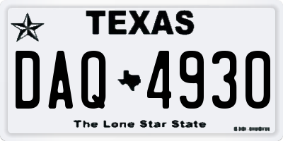 TX license plate DAQ4930