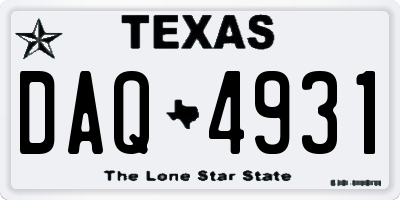 TX license plate DAQ4931