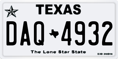 TX license plate DAQ4932