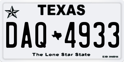TX license plate DAQ4933