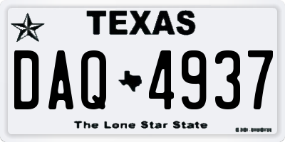 TX license plate DAQ4937