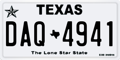 TX license plate DAQ4941