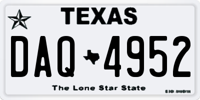 TX license plate DAQ4952