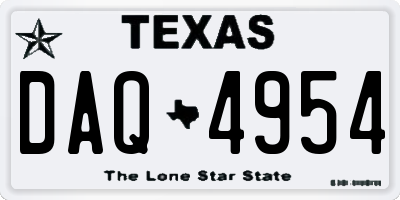 TX license plate DAQ4954