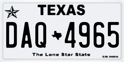 TX license plate DAQ4965