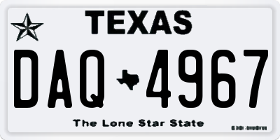 TX license plate DAQ4967