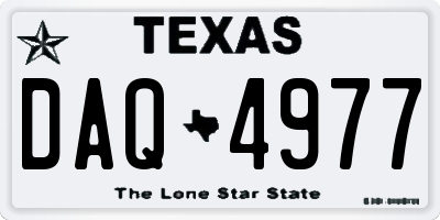 TX license plate DAQ4977