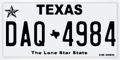 TX license plate DAQ4984