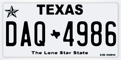 TX license plate DAQ4986