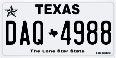 TX license plate DAQ4988