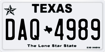 TX license plate DAQ4989