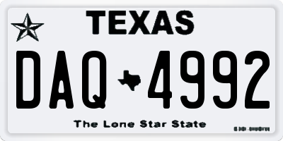 TX license plate DAQ4992
