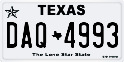 TX license plate DAQ4993