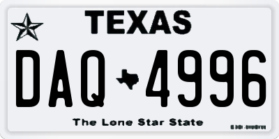 TX license plate DAQ4996