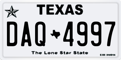 TX license plate DAQ4997