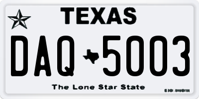 TX license plate DAQ5003