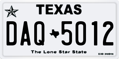 TX license plate DAQ5012
